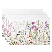 Vårliknande lila blommiga bordsunderlägg, 4-pack, 30 cm B x 43 cm L