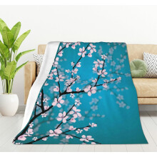 Plum Blossom Flannel Blanket 50 x 60 inch Pink Floral Throw