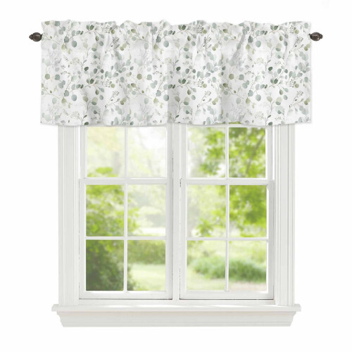Watercolor Eucalyptus Leaf Valance Rustic Sage Green