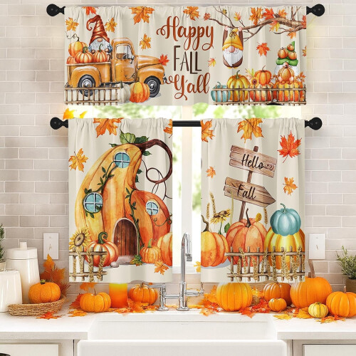 Fall Kitchen Curtains and Valances Set Farmhouse Design 36