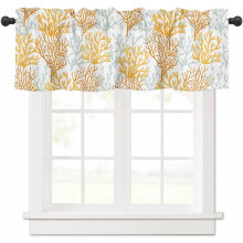 Coastal Valances Orange Grey Coral 54x18 inch Rod Pocket