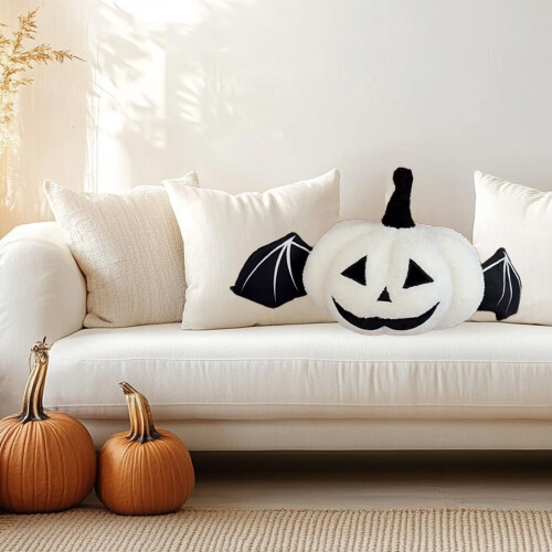 Winged Pumpkin Throw Pillow Decorative Fall Sofa Cushion 2