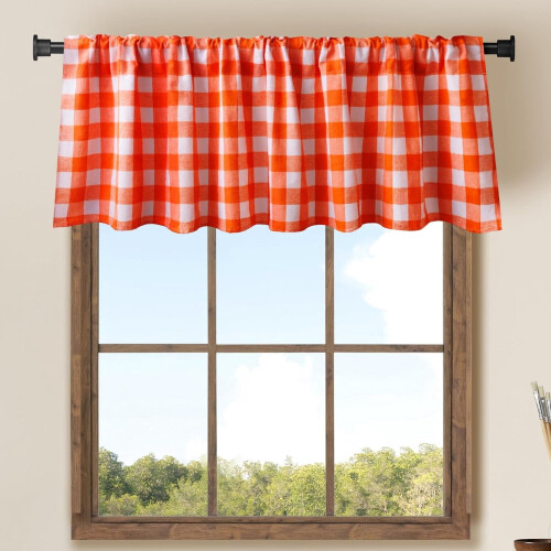 WOSIBO Buffalo Window Valance Orange White