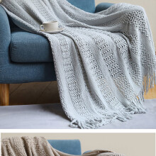 Knitted Fleece Sofa Blanket Solid Color 127x152cm