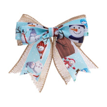 Snowman Christmas Bow Decor 3.9 Inch Wreath Bow
