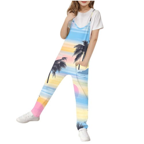 Women's Sleeveless Palm Print Hawaiian Romper with