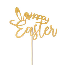 Easter Cake Topper Gold Bunny Egg Decoration 1pc