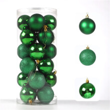Boules de Noël incassables vertes, 24 unités, 8 cm (3,14 po)