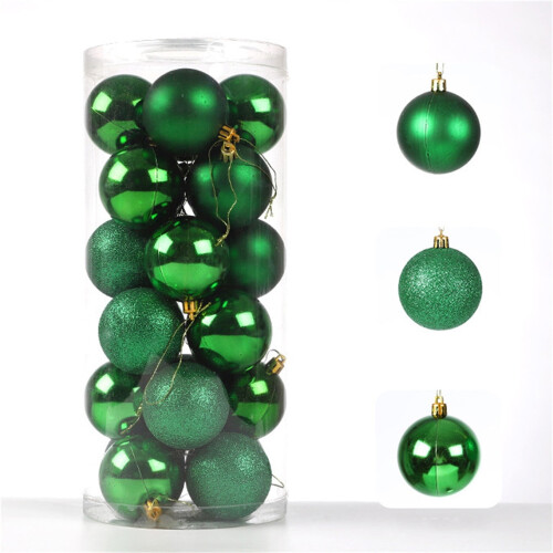 Boules de Noël incassables vertes, 24 unités, 8 cm (3,14 po)