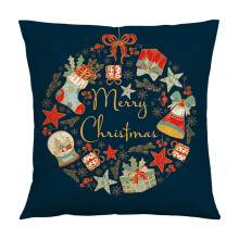Roter Weihnachtskissenbezug mit Schneeflockenmotiv und Weihnachtsmann, 45 x 45 cm