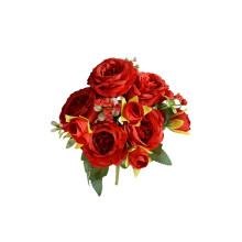 Bouquet de 5 roses artificielles en soie pour la maison ou le bureau