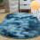 Soft Fluffy Bedroom Rug Oval Blue 23.6 x 70.9 in 1