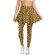 Leopard Print Skort Leggings for Women Yellow Black High
