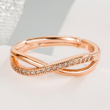 Silver Adjustable Twist Love Knot Ring for Women with Cubic