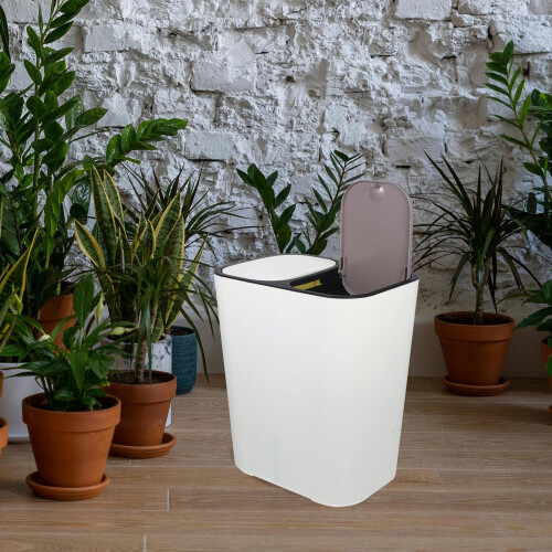 Kitchen Recycling Bin Beige PP 1 Set 2