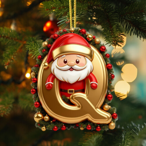 DAMAI Gold Christmas Ornament with Initial Letter 26-Pack