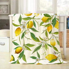 Lemon Throw Blanket Floral Flannel 40x50 inch