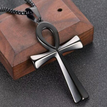 Men's Black Ankh Cross Pendant Necklace 1pc