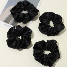 Black Satin Silk Scrunchies Extra-Large 4 Pack