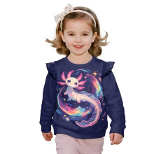 Axolotl Baby Girl Ruffle Shoulder Sweatshirt Long Sleeve