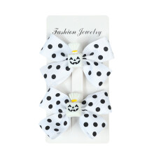Halloween hair bow with pumpkin bat spider ghost design