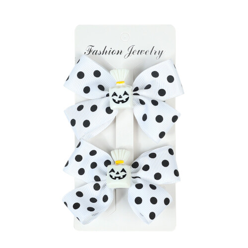 Halloween hair bow with pumpkin bat spider ghost design