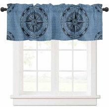 Compass Circle Dot Geometric Window Valance Rod Pocket