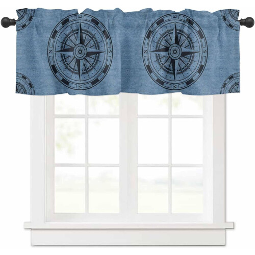 Compass Circle Dot Geometric Window Valance Rod Pocket