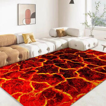 3D Volcano Lava Area Rug Red Nonslip Floor Mat 5x7 ft