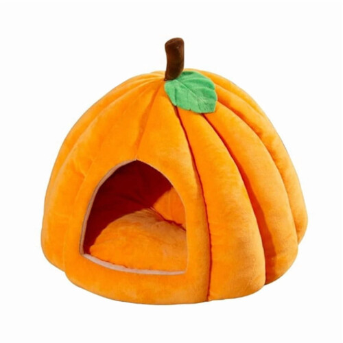 Pumpkin Cat Bed Indoor Cat Cave with Removable Cushion