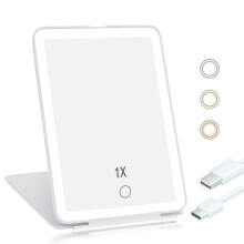 LED Makeup Mirror Portable Folding Desktop Tri-Color Light
