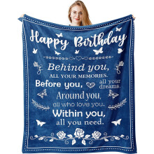 Birthday Throw Blanket Yellow Green Blue 60x50 inch