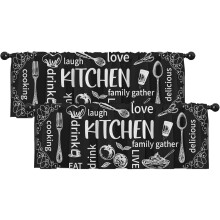 Emvency Farmhouse Valances Black White 2-Pack 18x52 Inch
