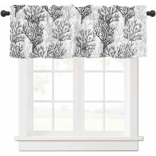 Black Grey Coral Coastal Valance 54x18 inch Rod Pocket