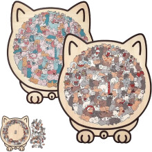 Cat-Shaped Wooden Puzzle with Stand 135-Piece