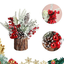 Mini sapin de Noël artificiel avec pommes de pin et baies