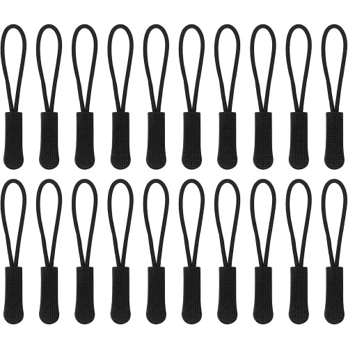 Black Zipper Pulls Replacement Tabs 20 Pieces