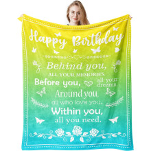Yellow Green Blue Birthday Throw Blanket 60x50 inches