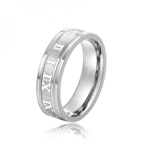 Men's Titanium Wedding Band Roman Digital Style 1
