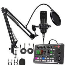 Live Sound Card with DJ Mixer Voice Changer LED Lights for