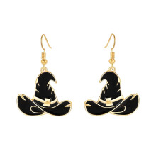 Ghost Stud Earrings Black Gold Animal Shape 1 Pair