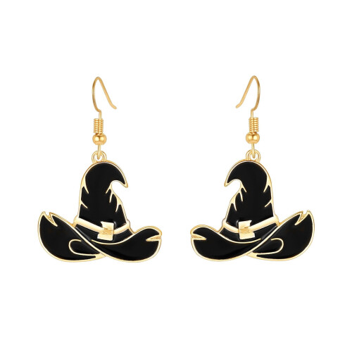 Ghost Stud Earrings Black Gold Animal Shape 1 Pair