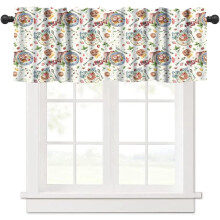 Watercolor Vintage Farmhouse Coffee Kitchen Valance 54x18in
