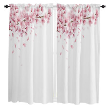 Watercolor Pink Cherry Blossom Curtains for Living Room