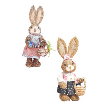 Lapin de table en sisal avec décoration carotte style campagnard