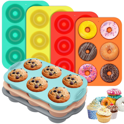 Silicone Muffin Pan 7-Piece Set 6-Cup Non-Stick Baking Mold