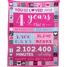 Pink Rose Birthday Blanket for 12-Year-Old Girls 50x60 Inch