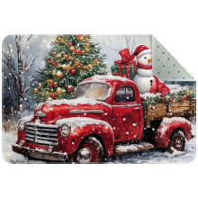 Red Vintage Truck Tree Rug 2x3 Feet Non-slip Washable