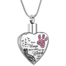 Memorial Locket Necklace Stainless Steel Pet Cremation Urn