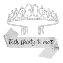 Sweet 30 Birthday Sash and Pearl Brooch Set 3-Piece